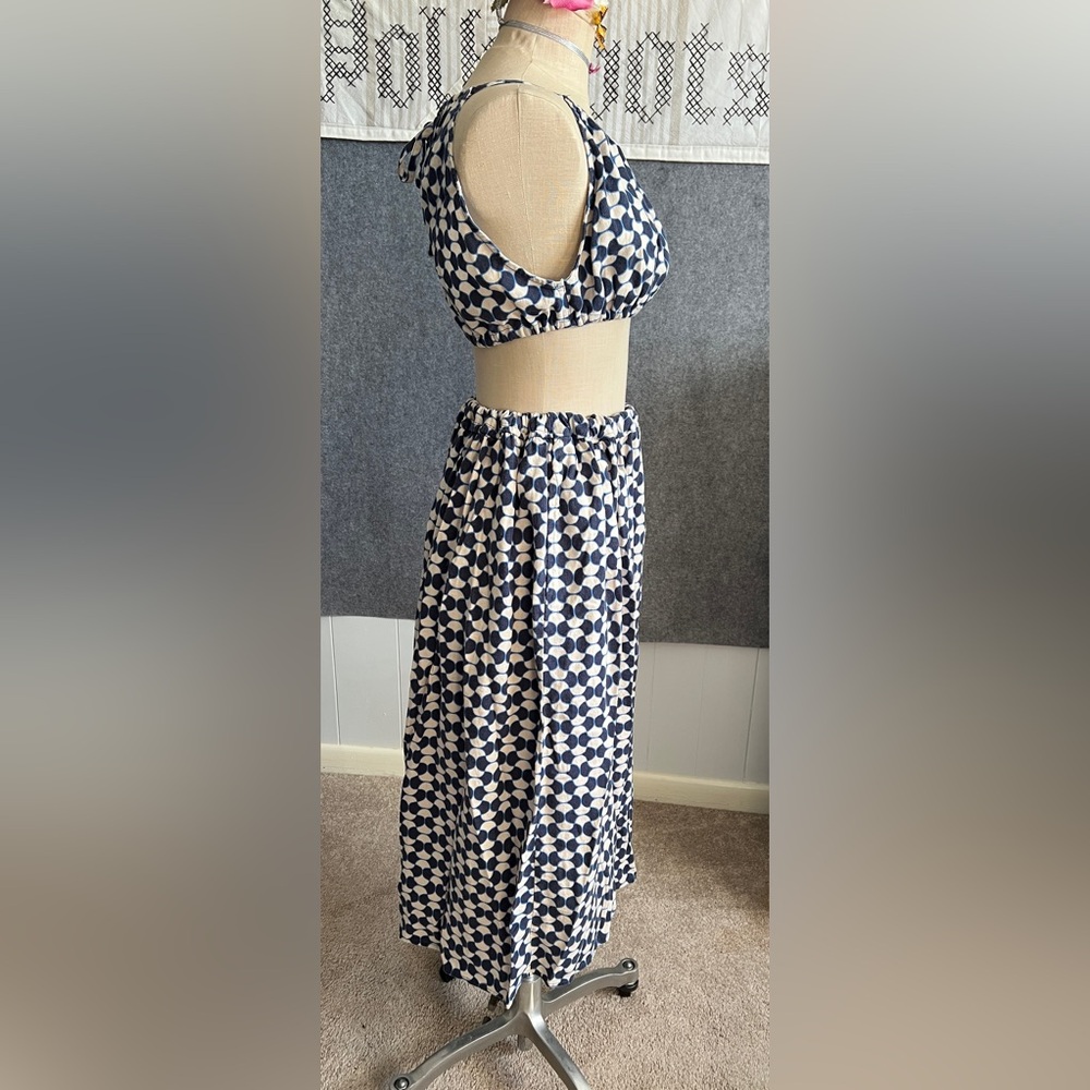 Blue Linen Crop and Skirt Matching Set - Picture 8 of 17